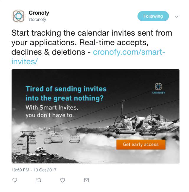 Cronofy Twitter campaign.